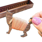 Wooden Bobbin Set with Animal Motifs – Organizer for Embroidery Floss (15 Bobbins)
