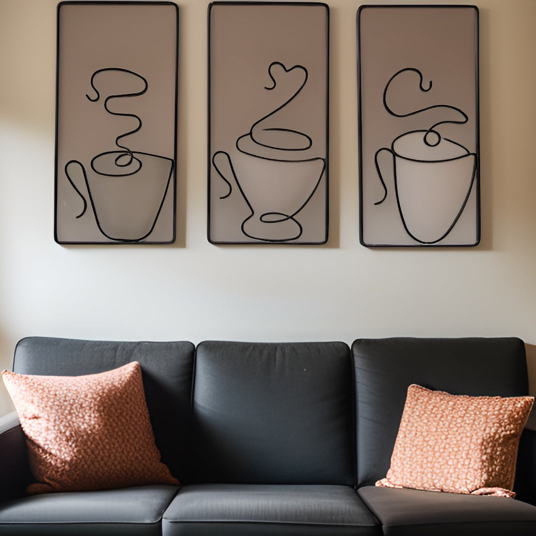 Brewtiful Cups – Aesthetic coffee cup wall art made of iron