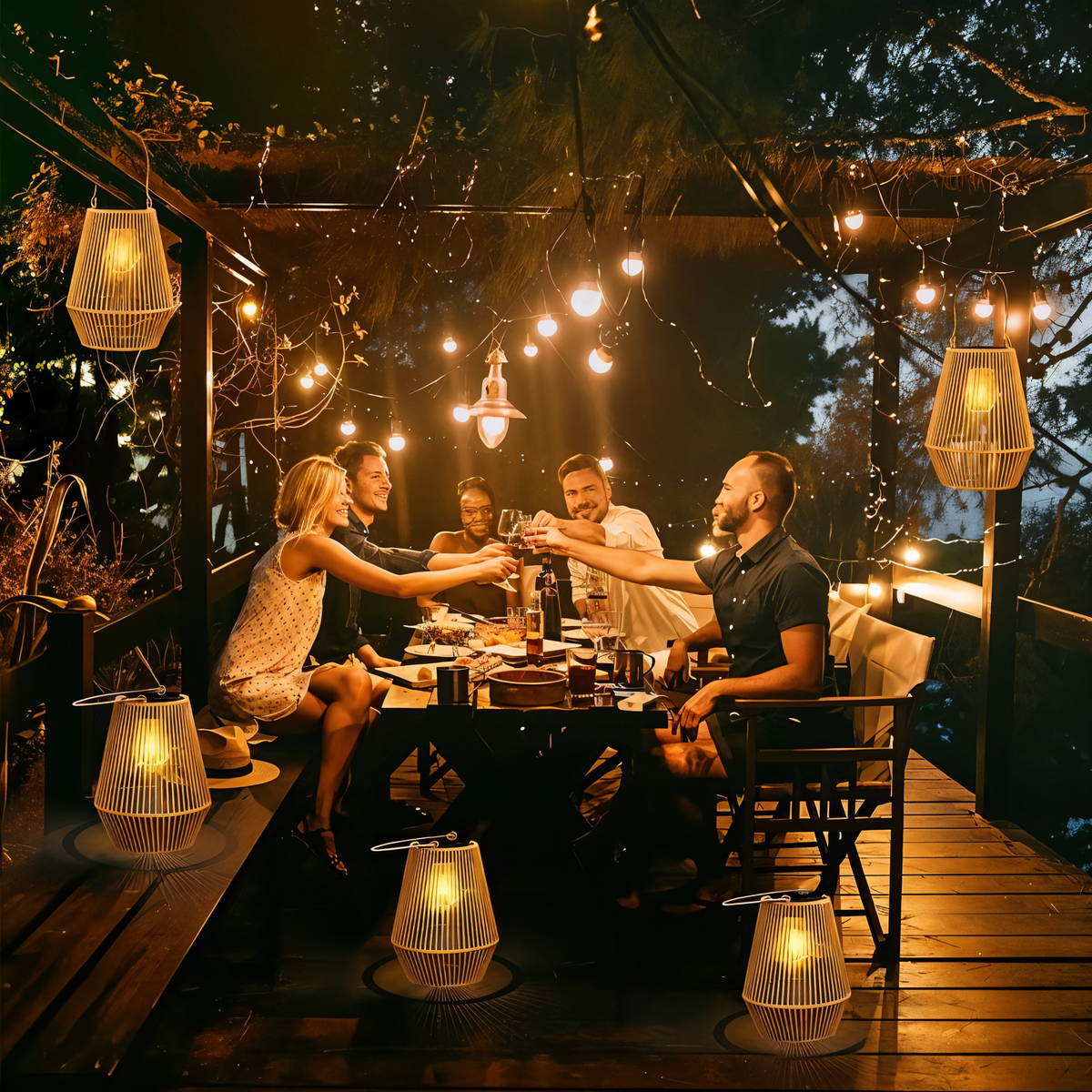 Luminara Natural Light Solar Bamboo Lamp | Handwoven & Weatherproof | 12 hrs. Lighting Duration | Natural Design