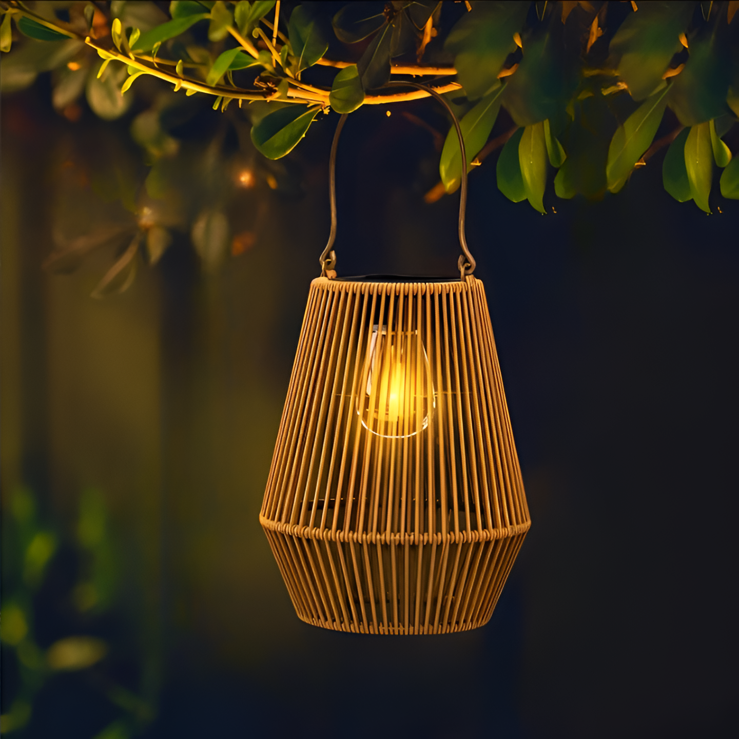 Luminara Natural Light Solar Bamboo Lamp | Handwoven & Weatherproof | 12 hrs. Lighting Duration | Natural Design
