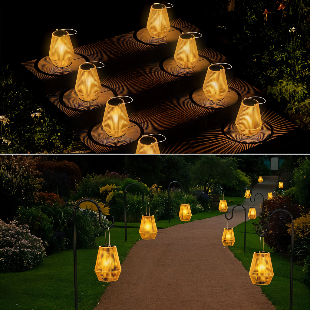 Luminara Natural Light Solar Bamboo Lamp | Handwoven & Weatherproof | 12 hrs. Lighting Duration | Natural Design