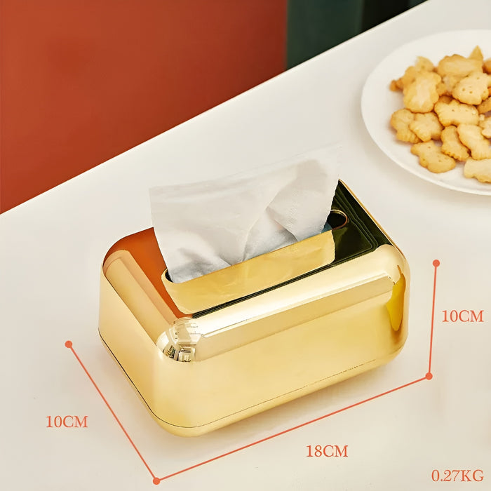 Luxurell Tissue Box | Mirror-Gold Finish | High Gloss Design | Stylish & Neat