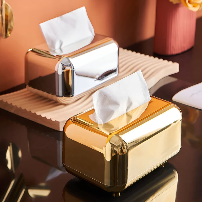 Luxurell Tissue Box | Mirror-Gold Finish | High Gloss Design | Stylish & Neat