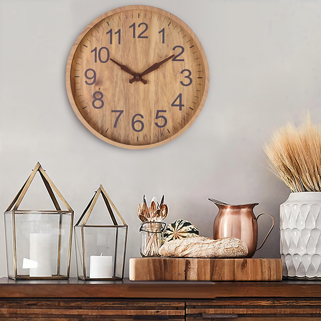 Elegant Wooden Wall Clock – Silent Kitchen Clock