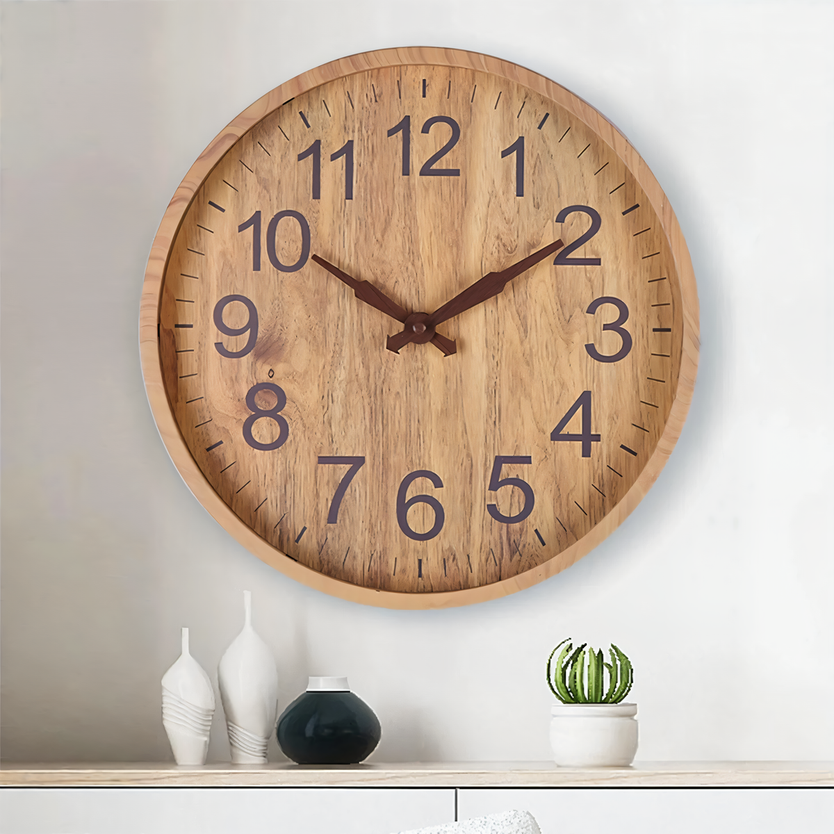 Elegant Wooden Wall Clock – Silent Kitchen Clock