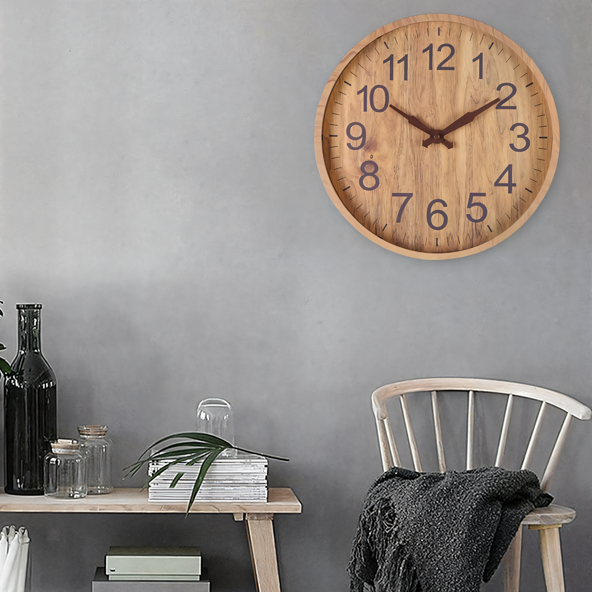 Elegant Wooden Wall Clock – Silent Kitchen Clock