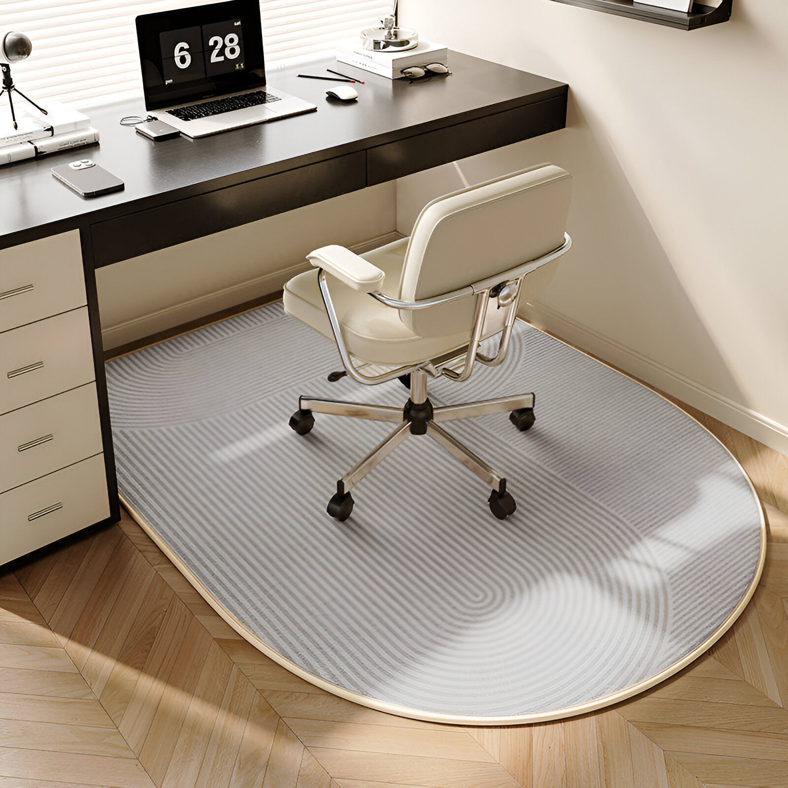 ComfiOval Rug Beige – Non-slip Velour Rug, 60x90 to 180x250 cm
