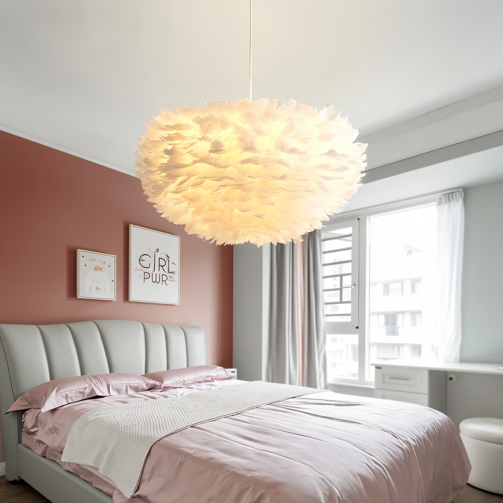 Dreamcatcher Feather Chandelier - Handmade, adjustable pendant light