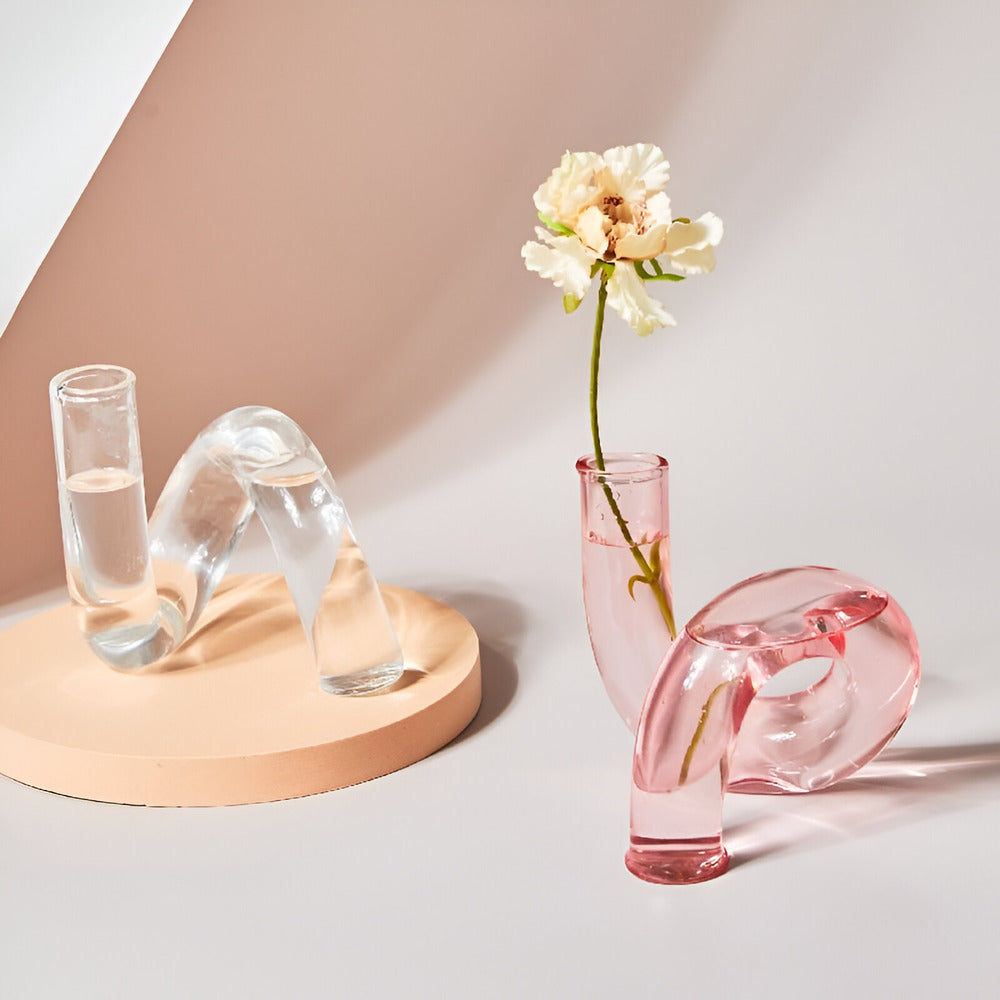 Elegant Glass Vase with Integrated Candle Holder