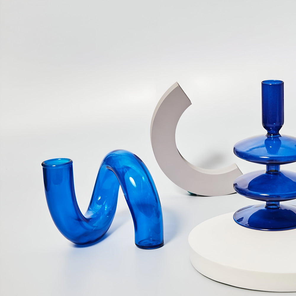 Elegant Glass Vase with Integrated Candle Holder