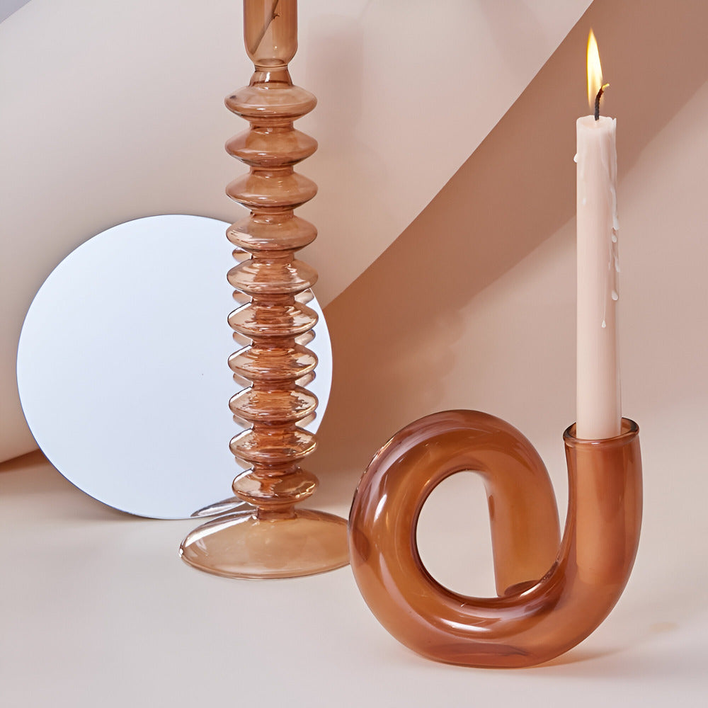 Elegant Glass Vase with Integrated Candle Holder