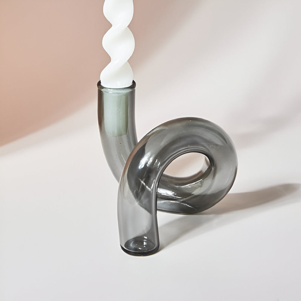 Elegant Glass Vase with Integrated Candle Holder