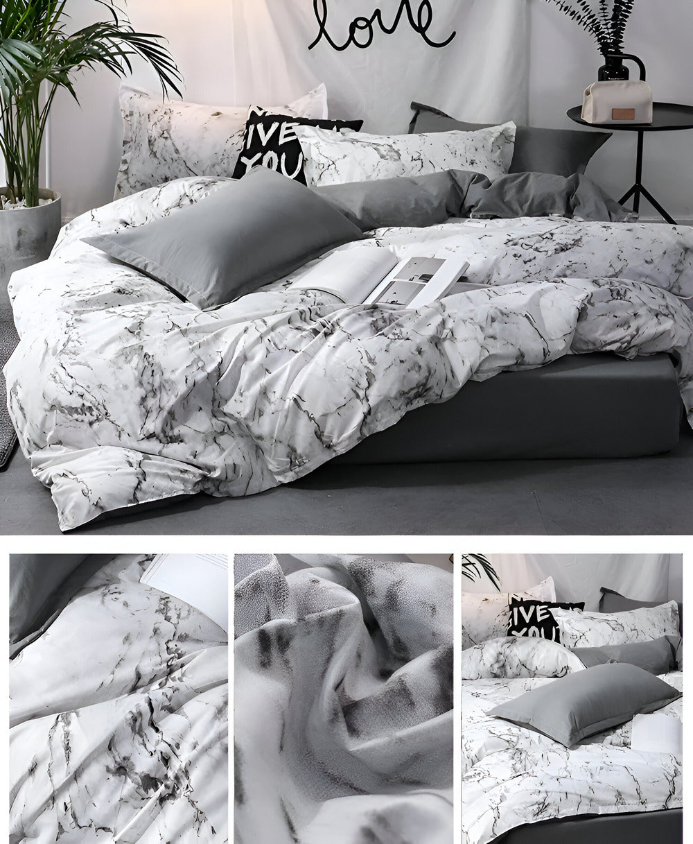 Luxury 3-Piece Bedding Set with Marble Print