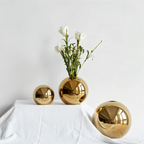 Ceramic vase Aurelia Gold | Round shape with gloss finish | Timelessly elegant & versatile | For flowers & decor