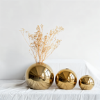 Ceramic vase Aurelia Gold | Round shape with gloss finish | Timelessly elegant & versatile | For flowers & decor
