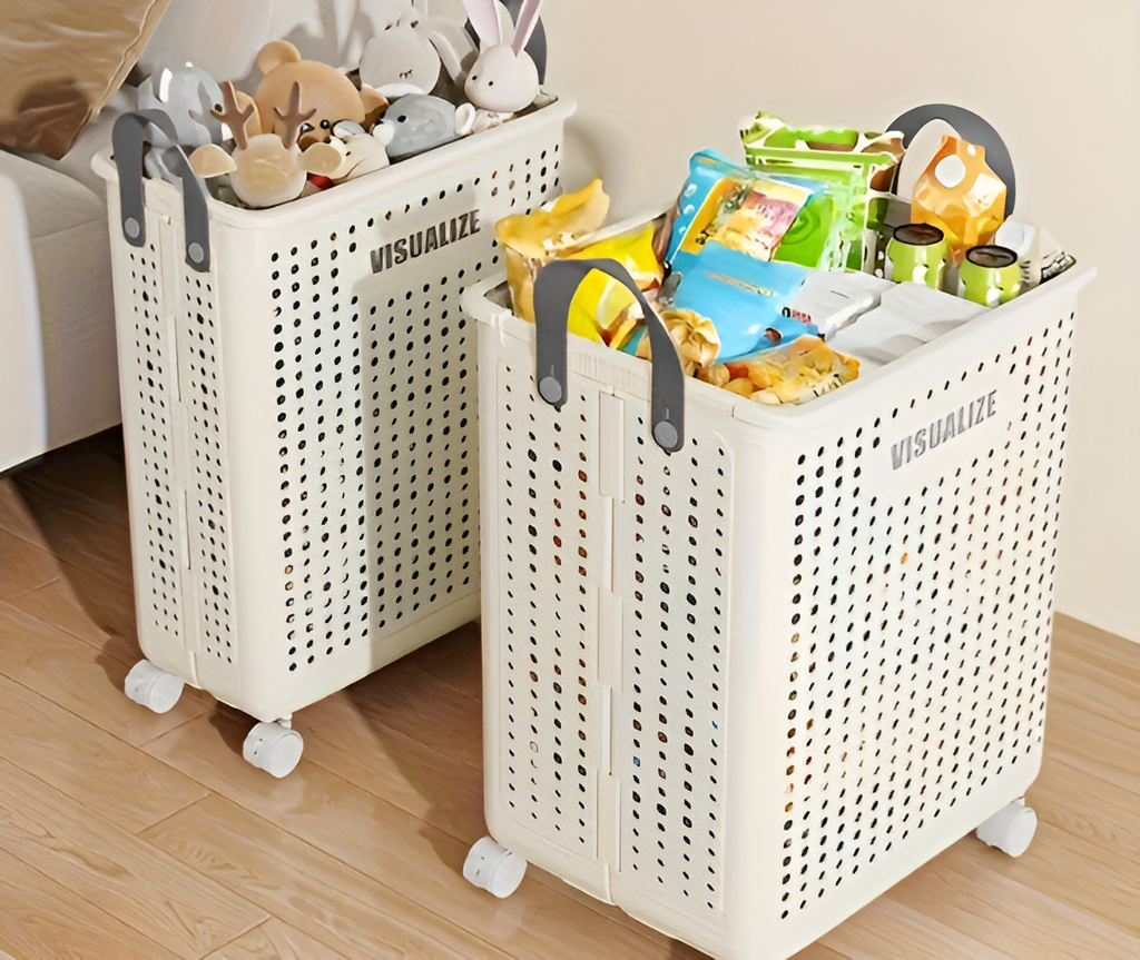 FoldaRoll Laundry Basket Foldable with Wheels