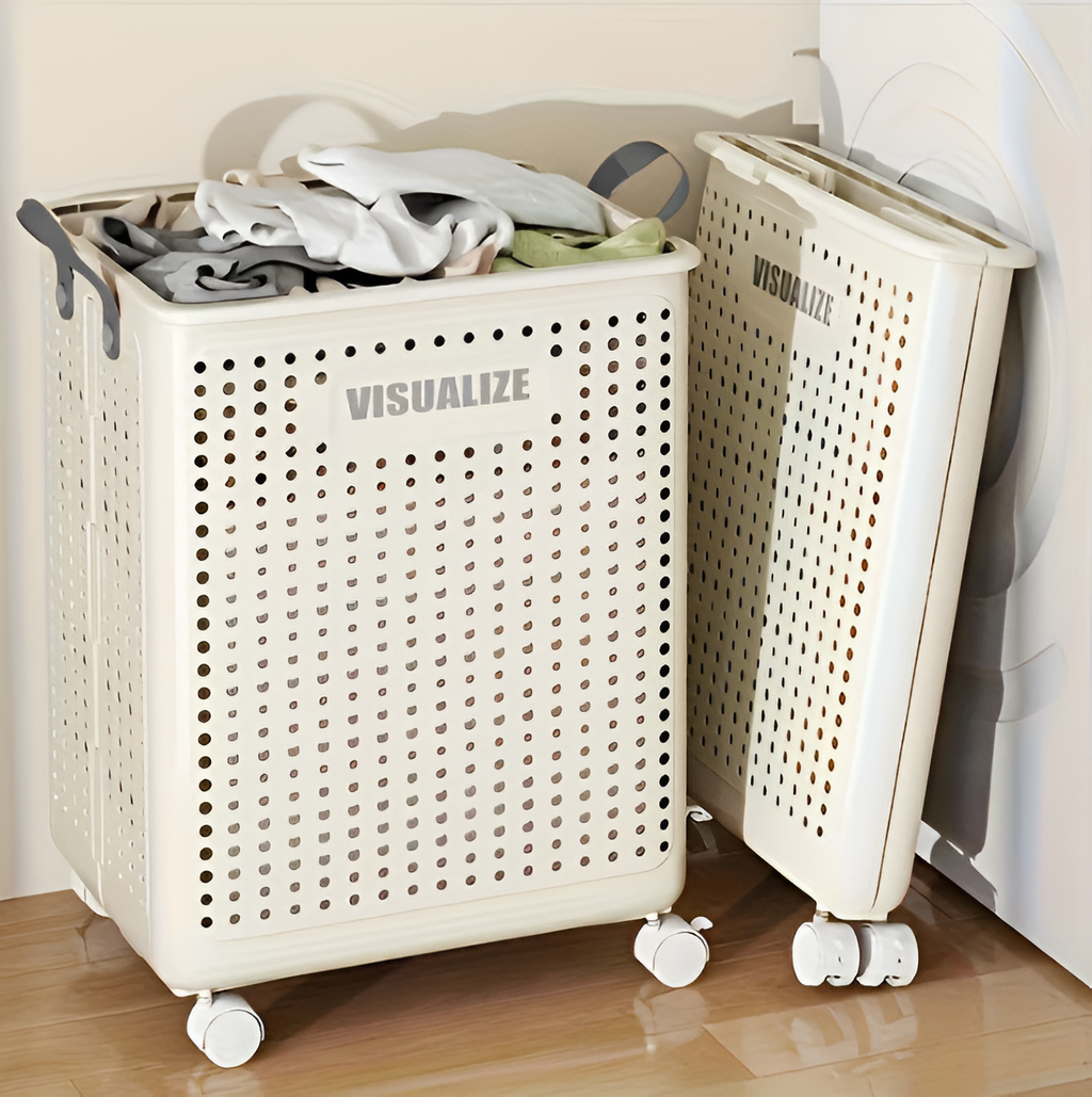 FoldaRoll Laundry Basket Foldable with Wheels