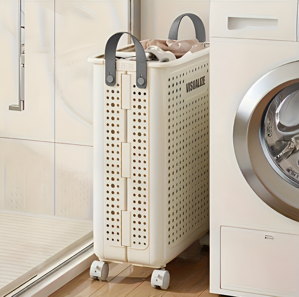 FoldaRoll Laundry Basket Foldable with Wheels