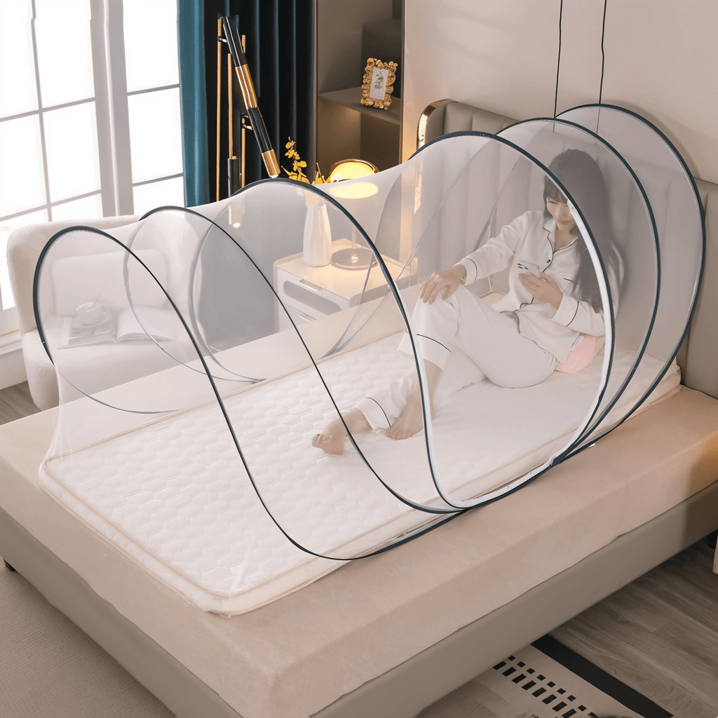 Foldable round mosquito net with fine mesh