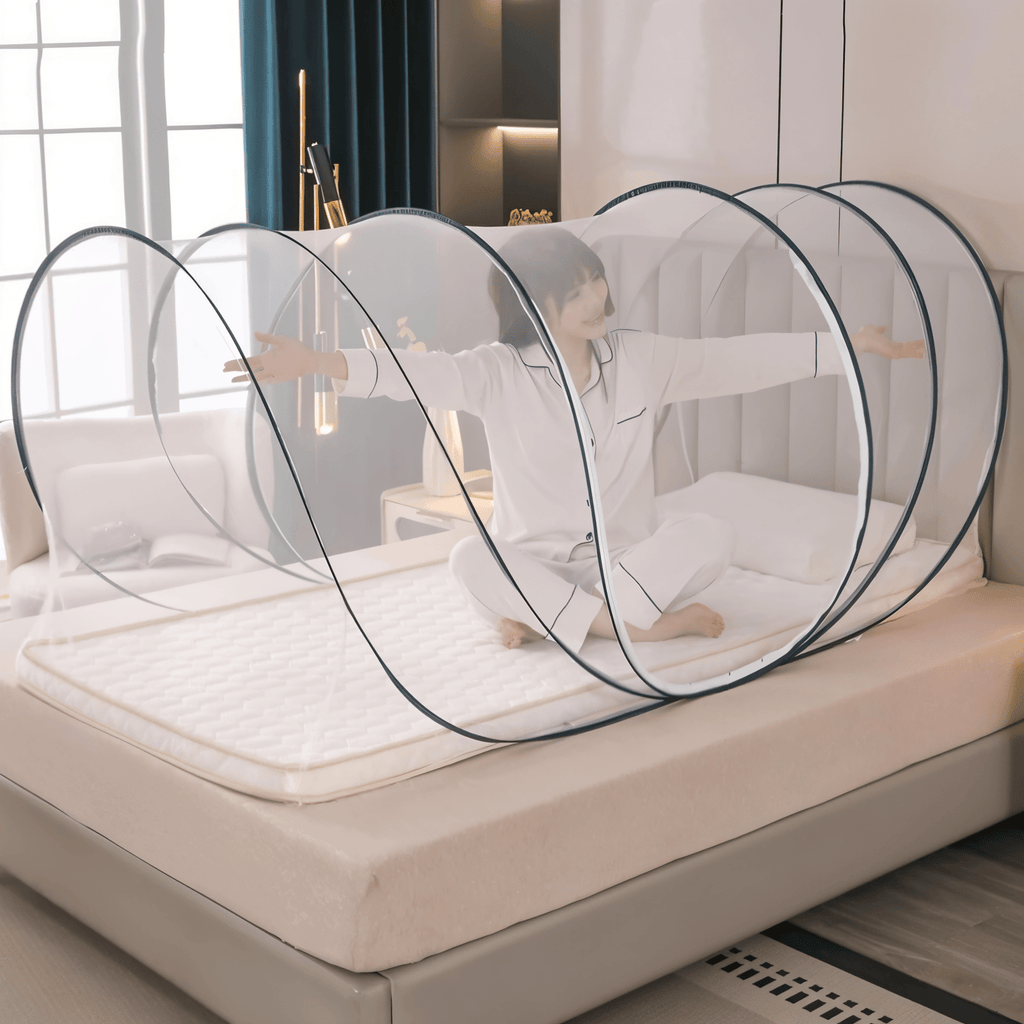Foldable round mosquito net with fine mesh