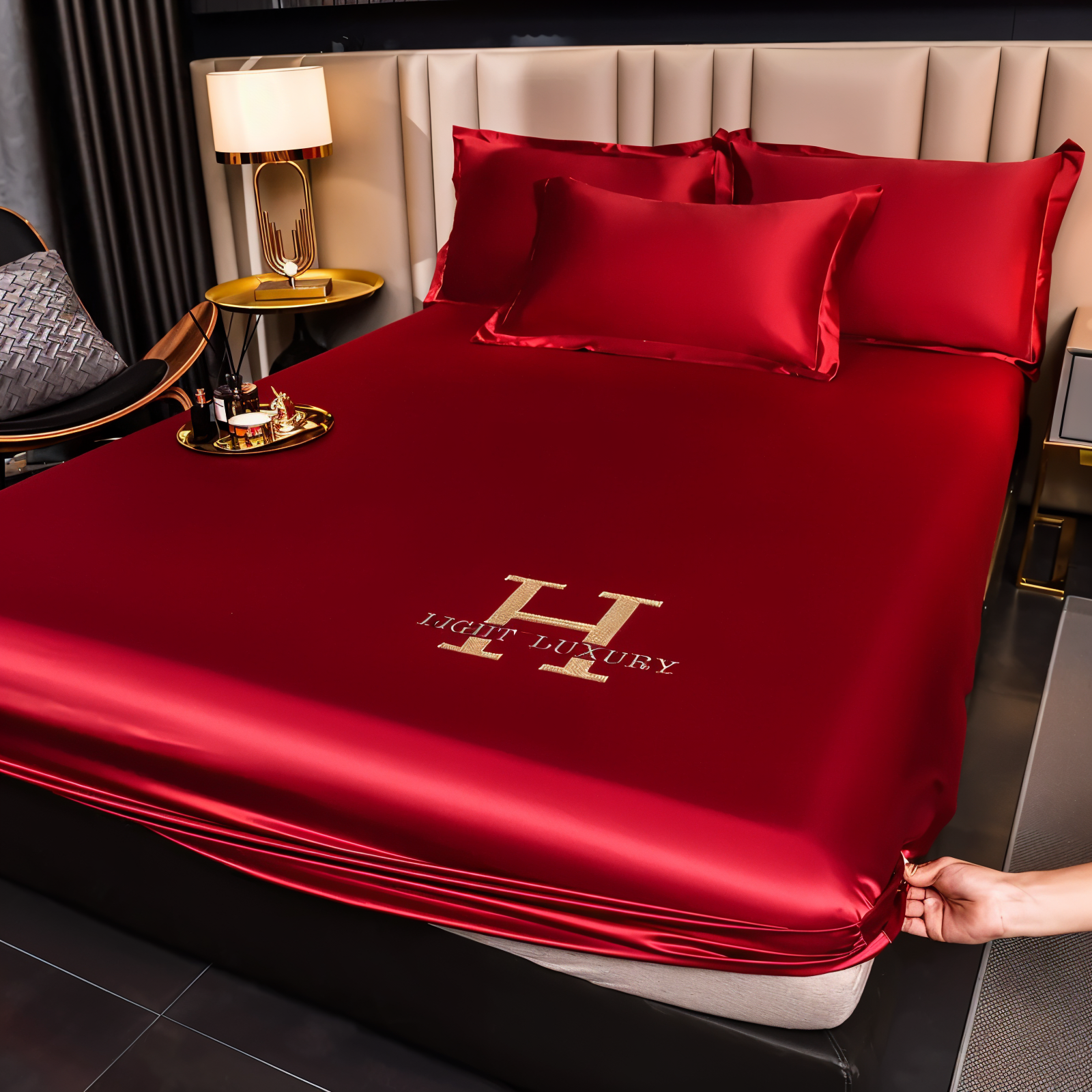 Breathable Satin Duvet Cover with Shiny Finish