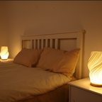 DreamWave - Modern cream-colored 3D wave lamp with elegant metal base