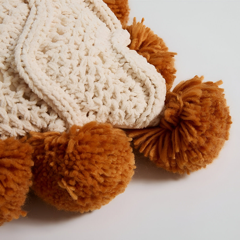 Knitted Cushion Cover with Tassels in Boho Style
