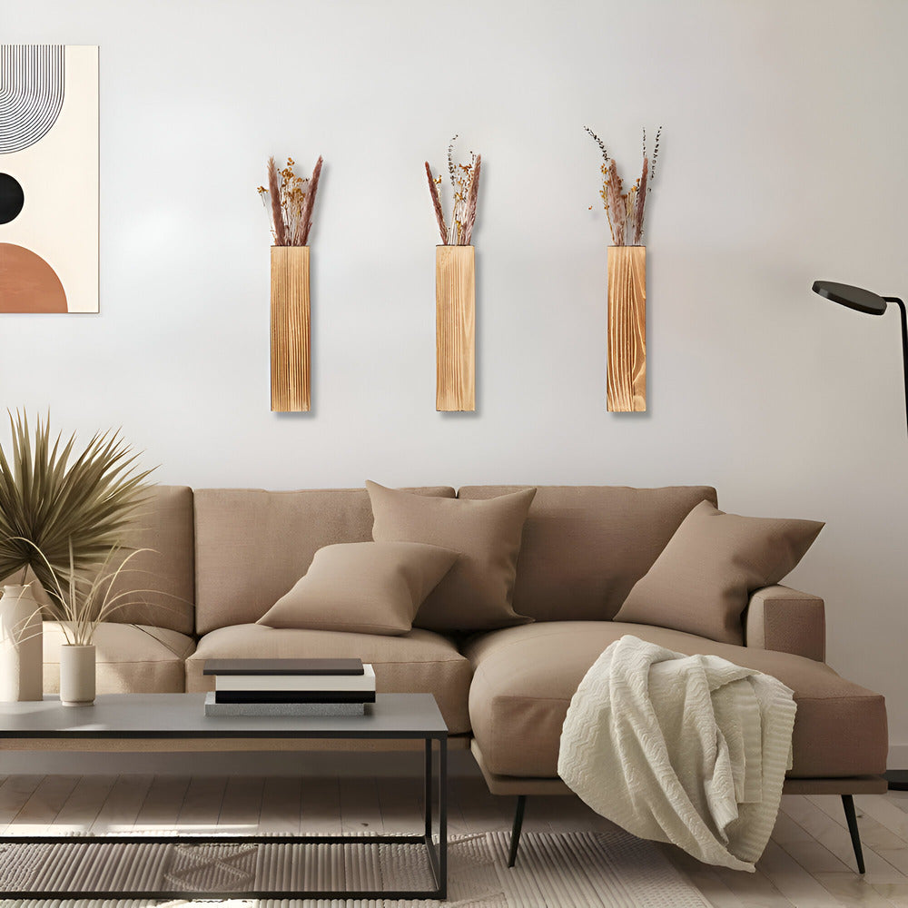 Wooden Wall Vase | Rectangular Plant Shelf 30 cm