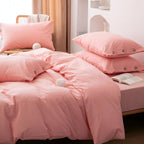Breathable Cotton Bedding Set with Two Pillowcases
