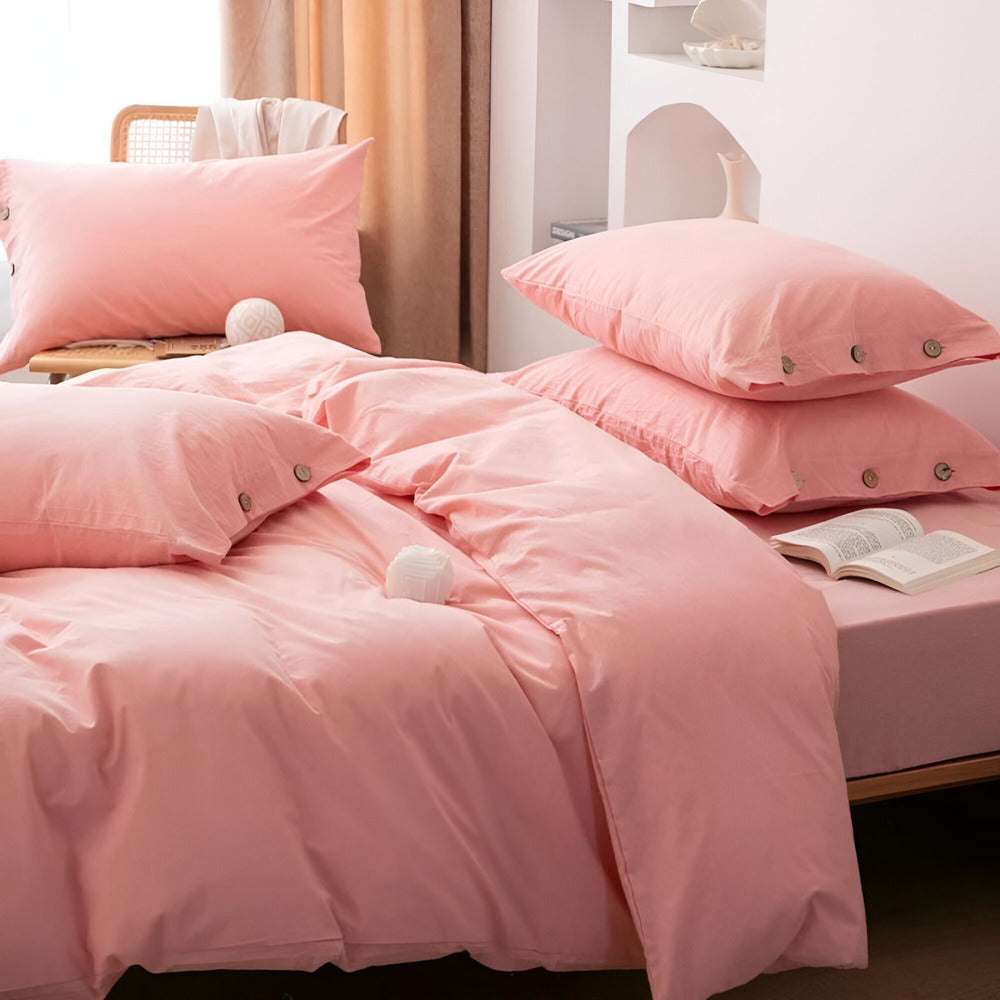 Breathable Cotton Bedding Set with Two Pillowcases