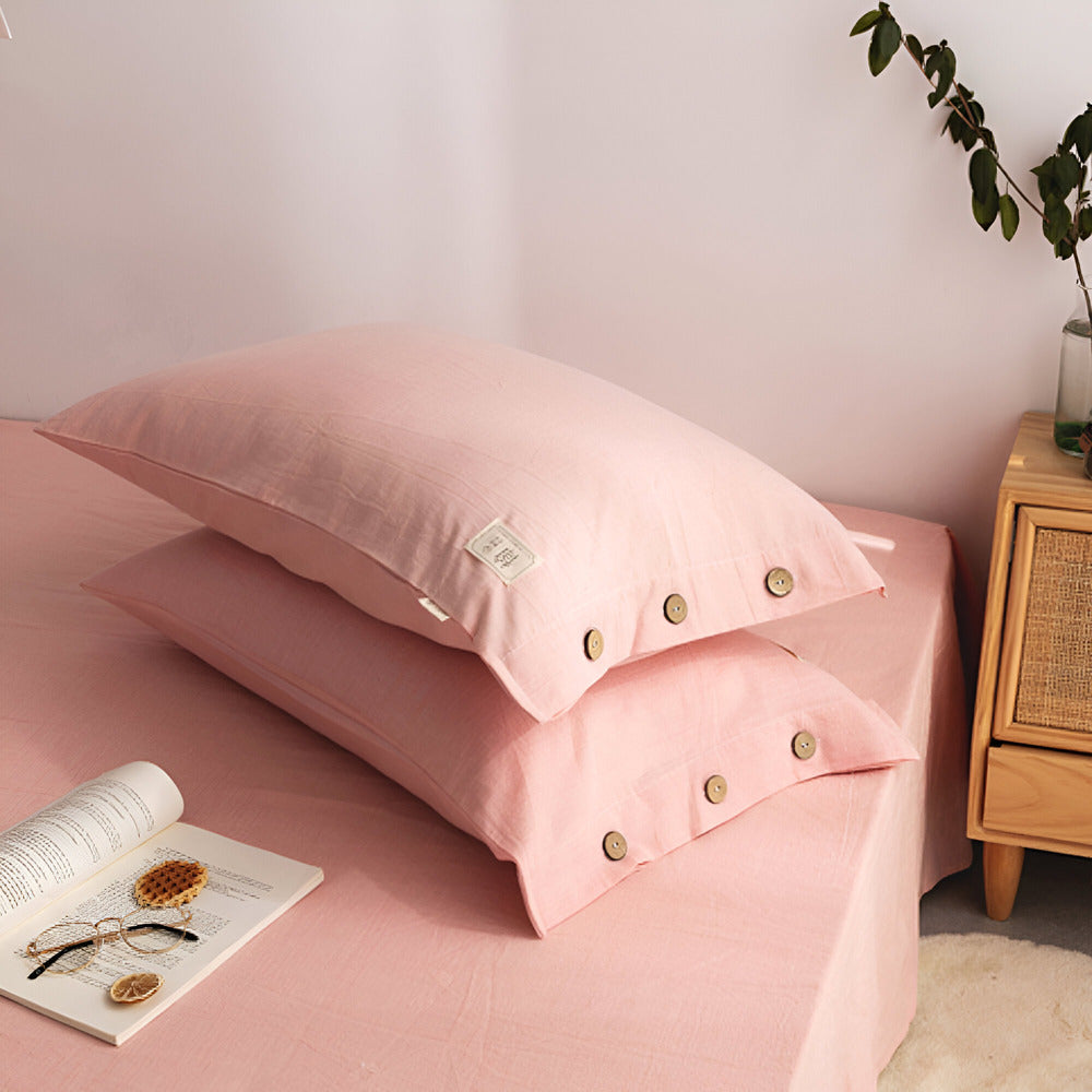 Breathable Cotton Bedding Set with Two Pillowcases
