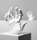 Abstract Resin Hand Sculpture with Mosaic Design