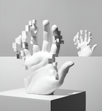 Abstract Resin Hand Sculpture with Mosaic Design