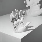 Abstract Resin Hand Sculpture with Mosaic Design