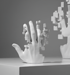 Abstract Resin Hand Sculpture with Mosaic Design