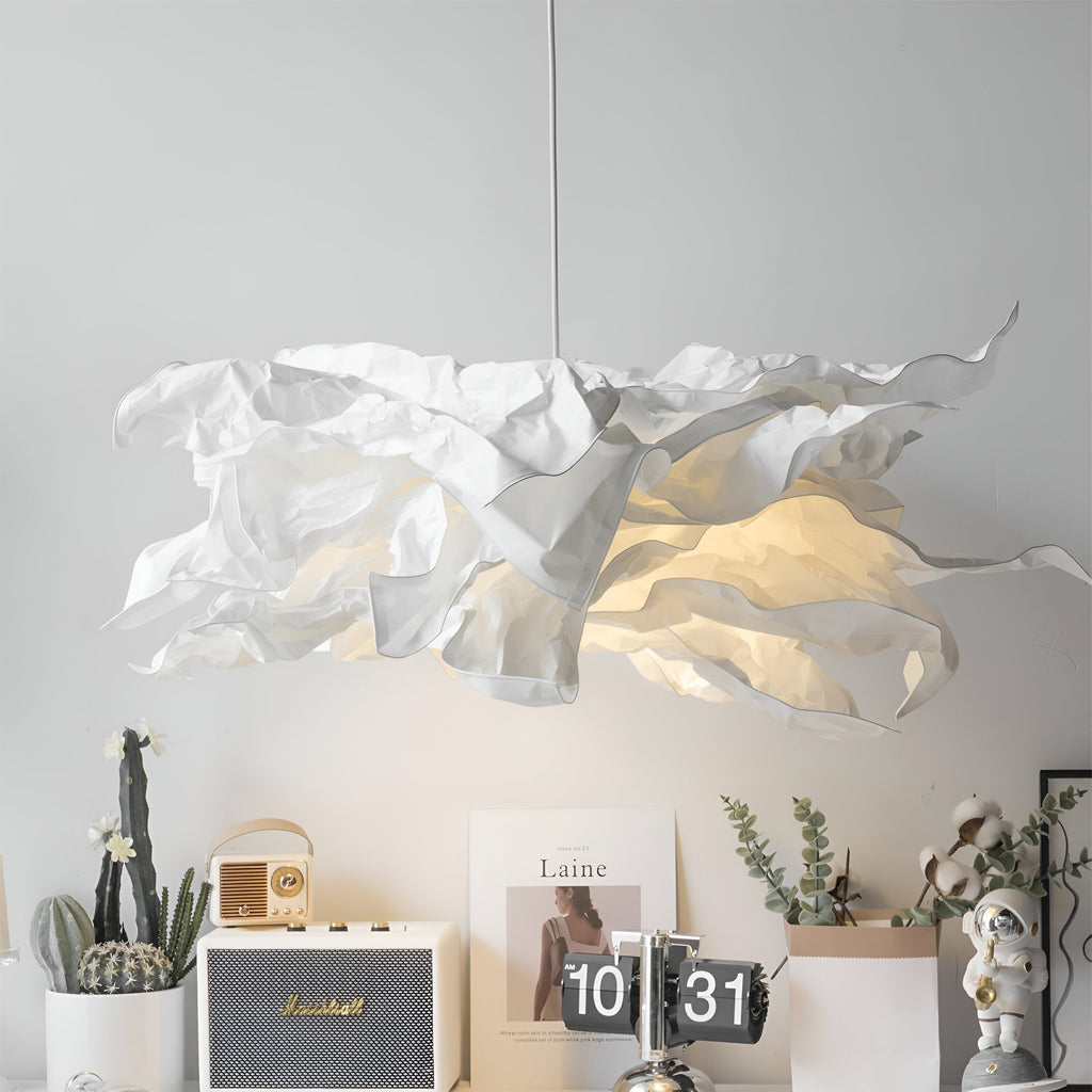 ShadeGlow Adjustable Pendant Light with Sculpted Paper Shade Design