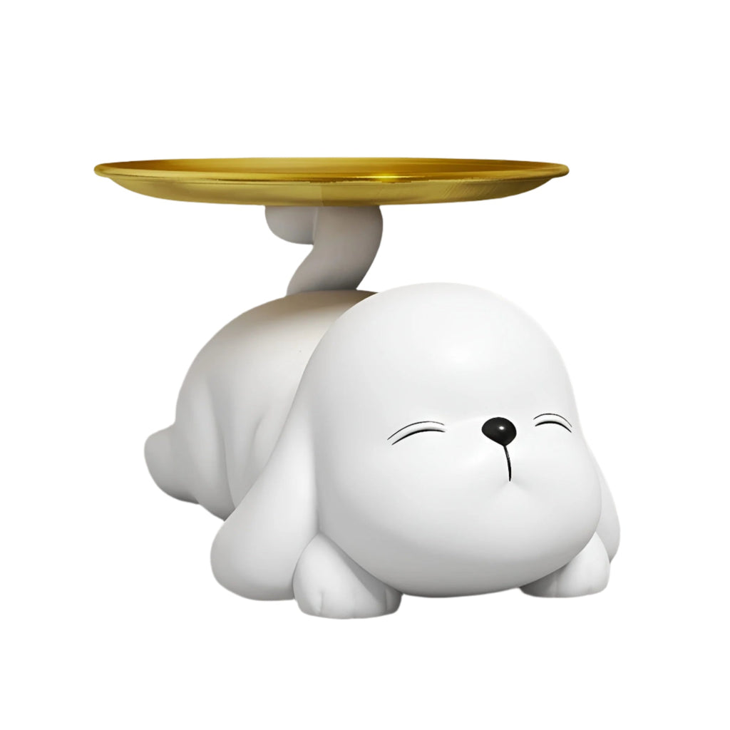 Decorative dog bowl holder with tray