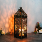 Decorative Iron Candle Holder with Arabesque Pattern