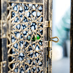 Decorative Iron Candle Holder with Arabesque Pattern