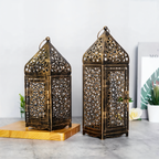 Decorative Iron Candle Holder with Arabesque Pattern