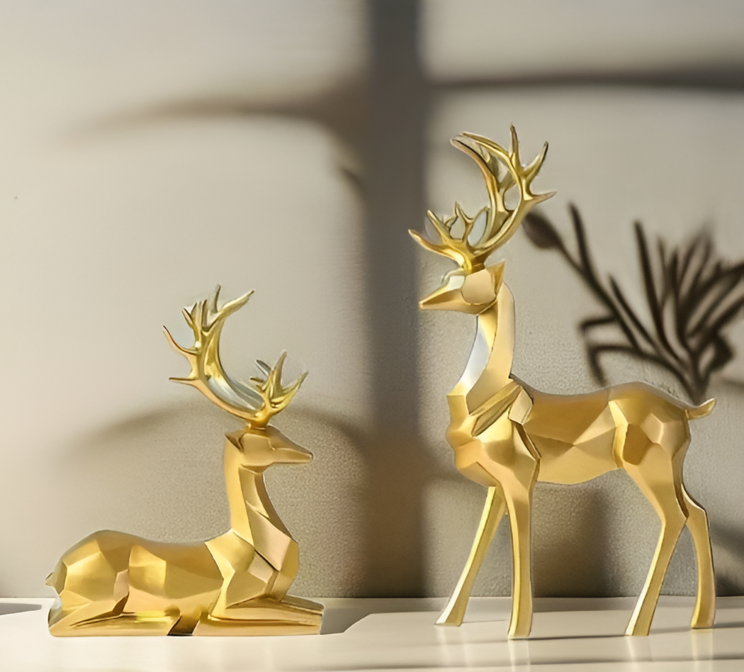 Magical Reindeer Decor Set made of Resin – 2-piece, Elegant Figures