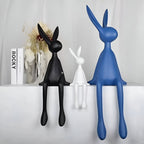 ResinLux | Modern Resin Easter Bunny – Black, White, or Blue Sitting Rabbit Decoration