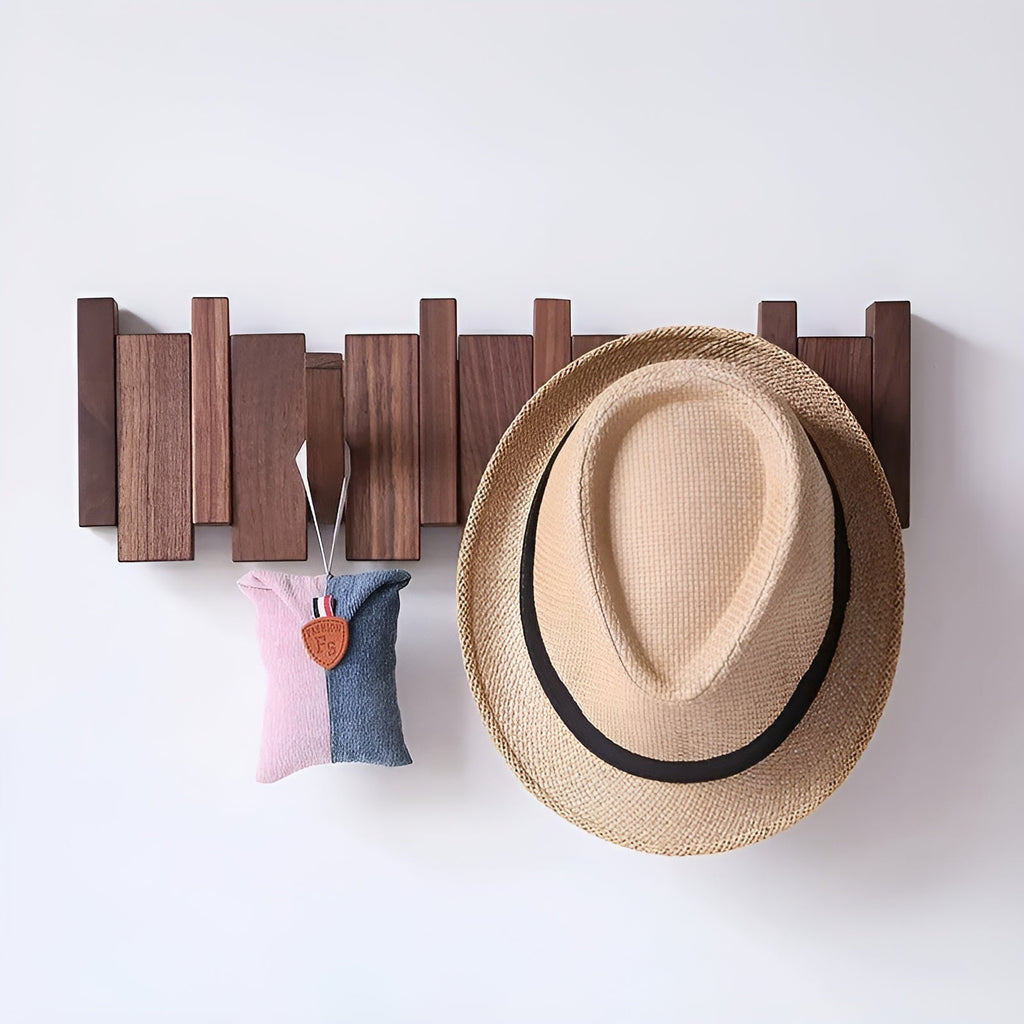 RetroHooks - Wooden piano wall shelf with magnetic hooks