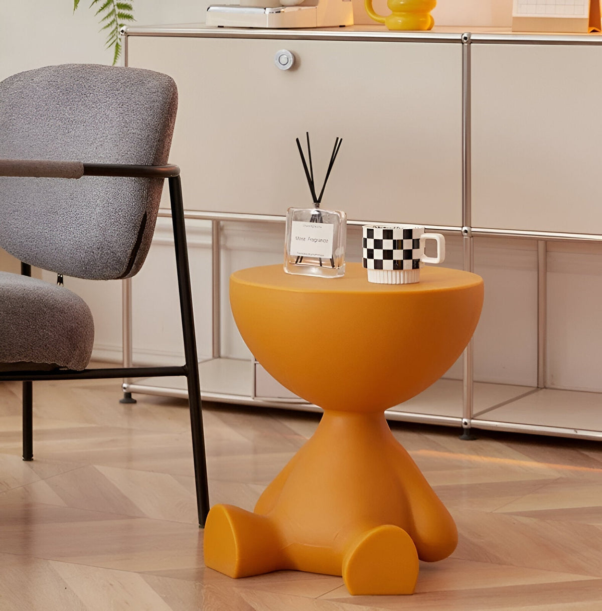 Creative Round Side Table in Cream