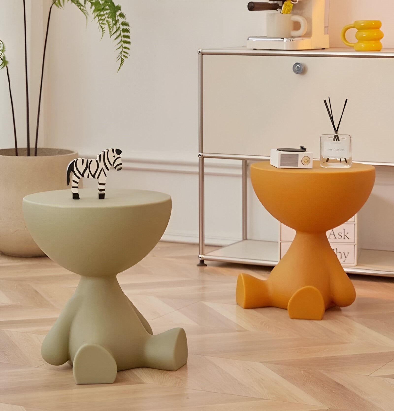 Creative Round Side Table in Cream