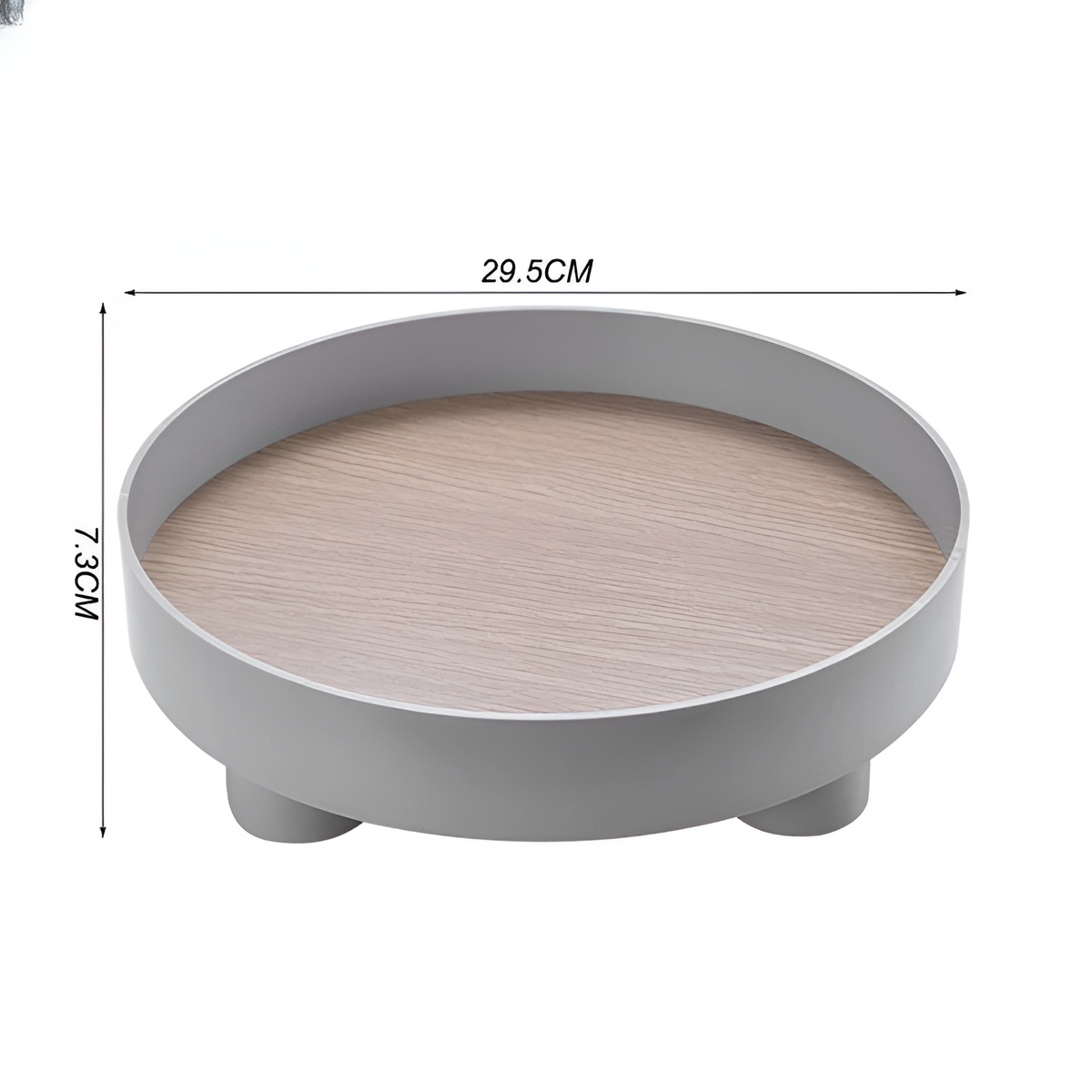 Round Serving Tray - Decorative Tray Made of Wood - White Tray Made of Ceramic