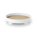 Round Serving Tray - Decorative Tray Made of Wood - White Tray Made of Ceramic