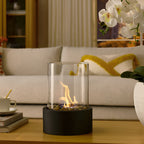 Stylish black metal base table fire pit