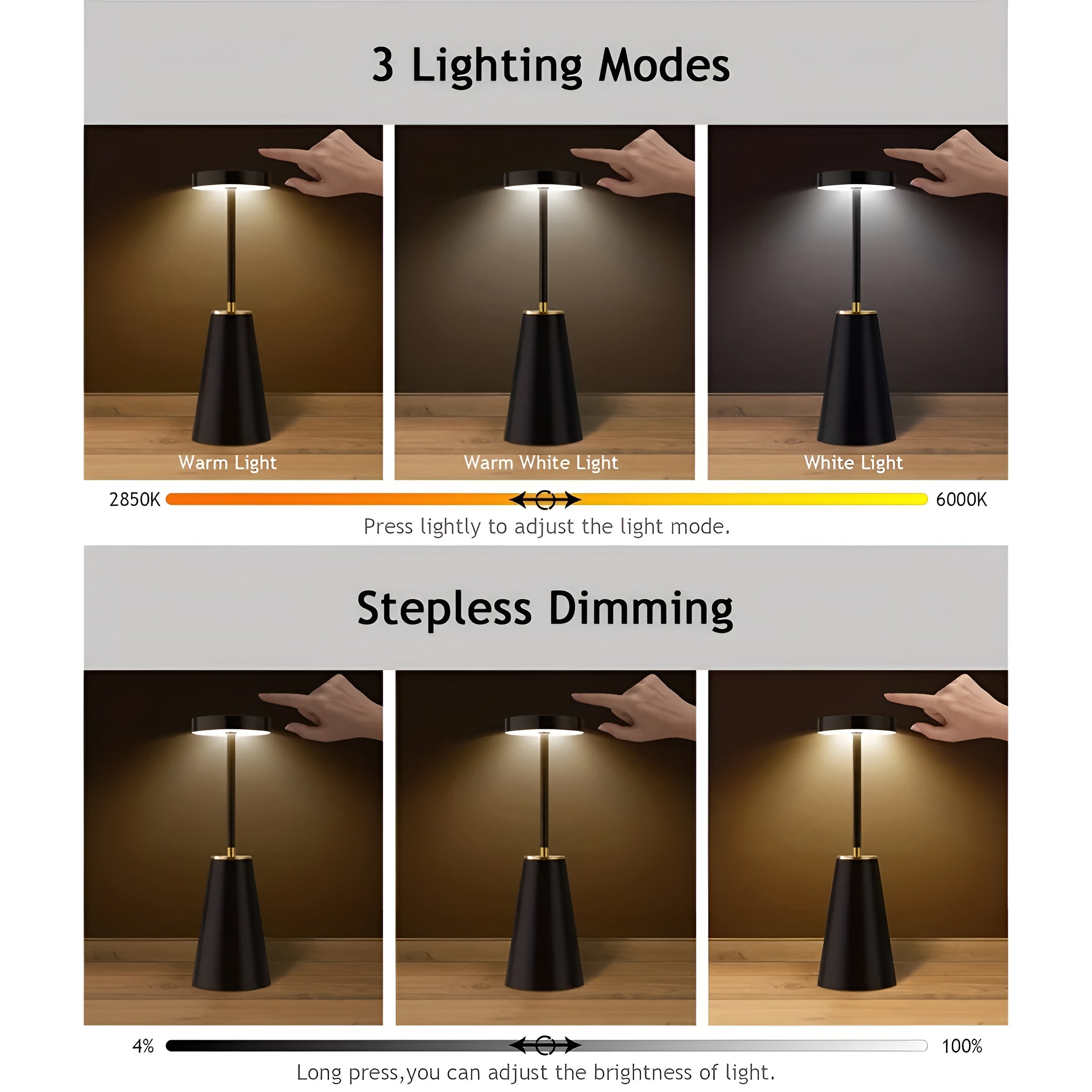 Wireless Luxury Table Lamp Modern Dimmable Lighting