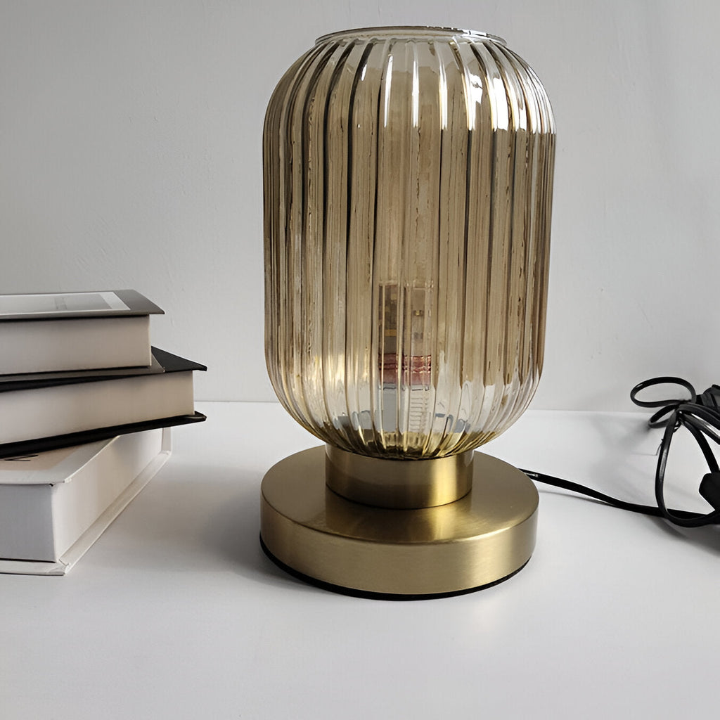 Nordic Table Lamp with Ribbed Glass